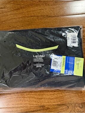 Landau Forward Men’s 2-Pocket V-Neck Rib Knit Scrub Top L Black